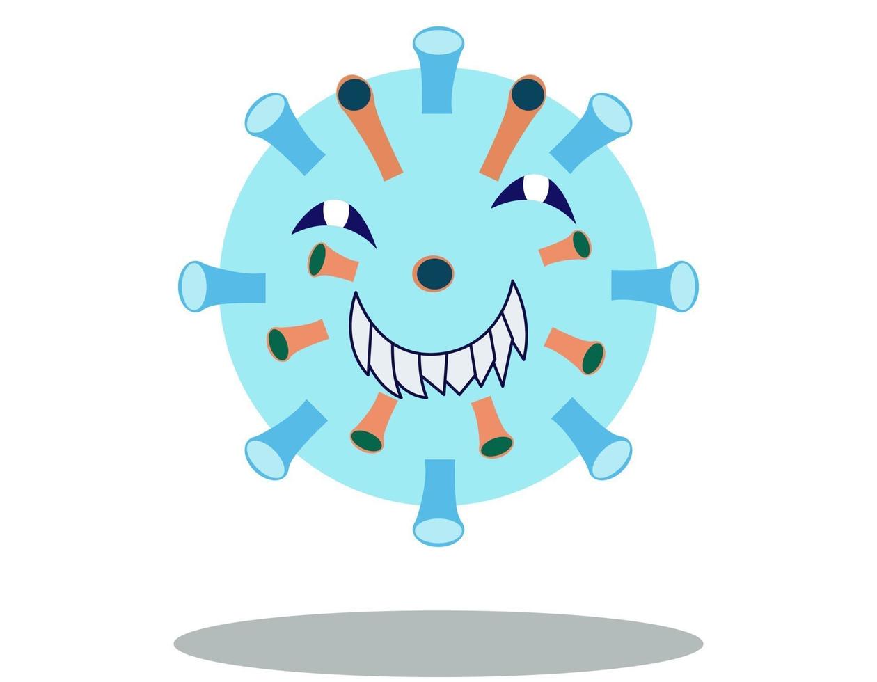 Illustration of spooky light blue bacteria character. Simple vector illustration EPS10 isolated on white background.