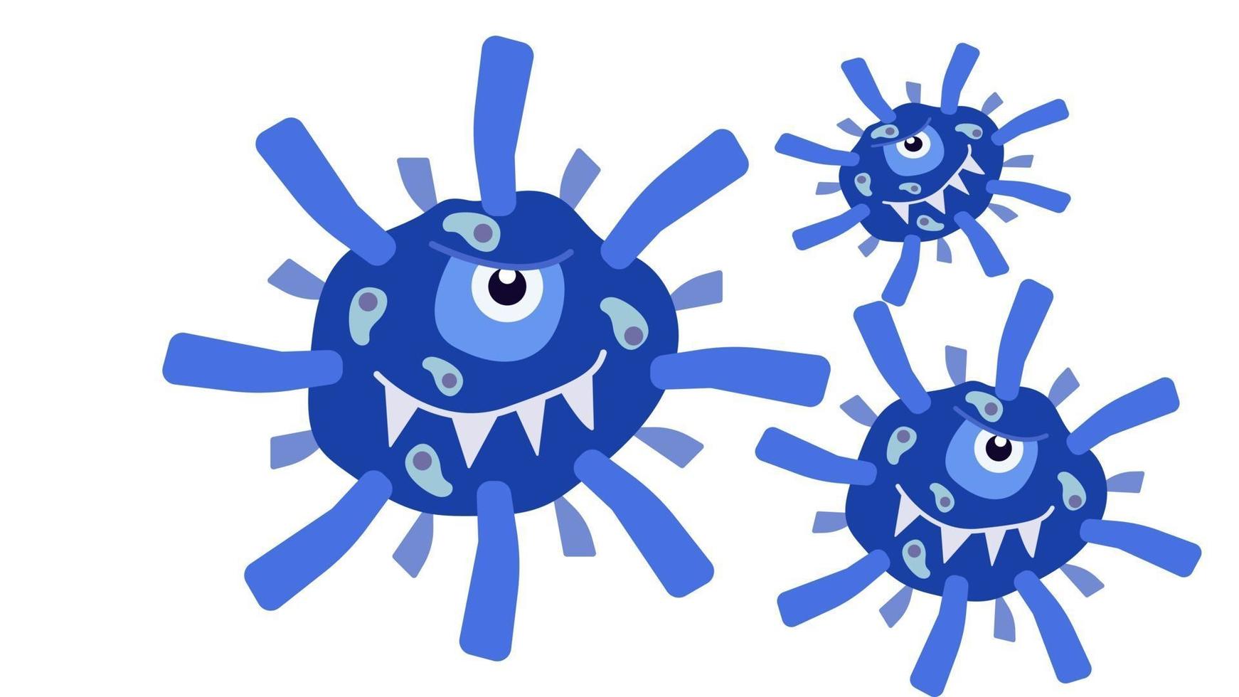 Illustration of dark blue character of germ, bacteria and virus set collection. vector