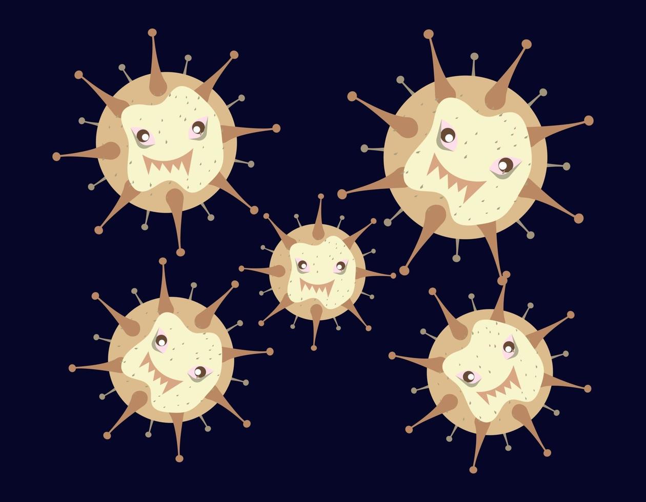 Illustration vector graphic of Cute character of germ, bacteria and virus set collection. Cartoon microbes. Cute cartoon germ in flat style design.