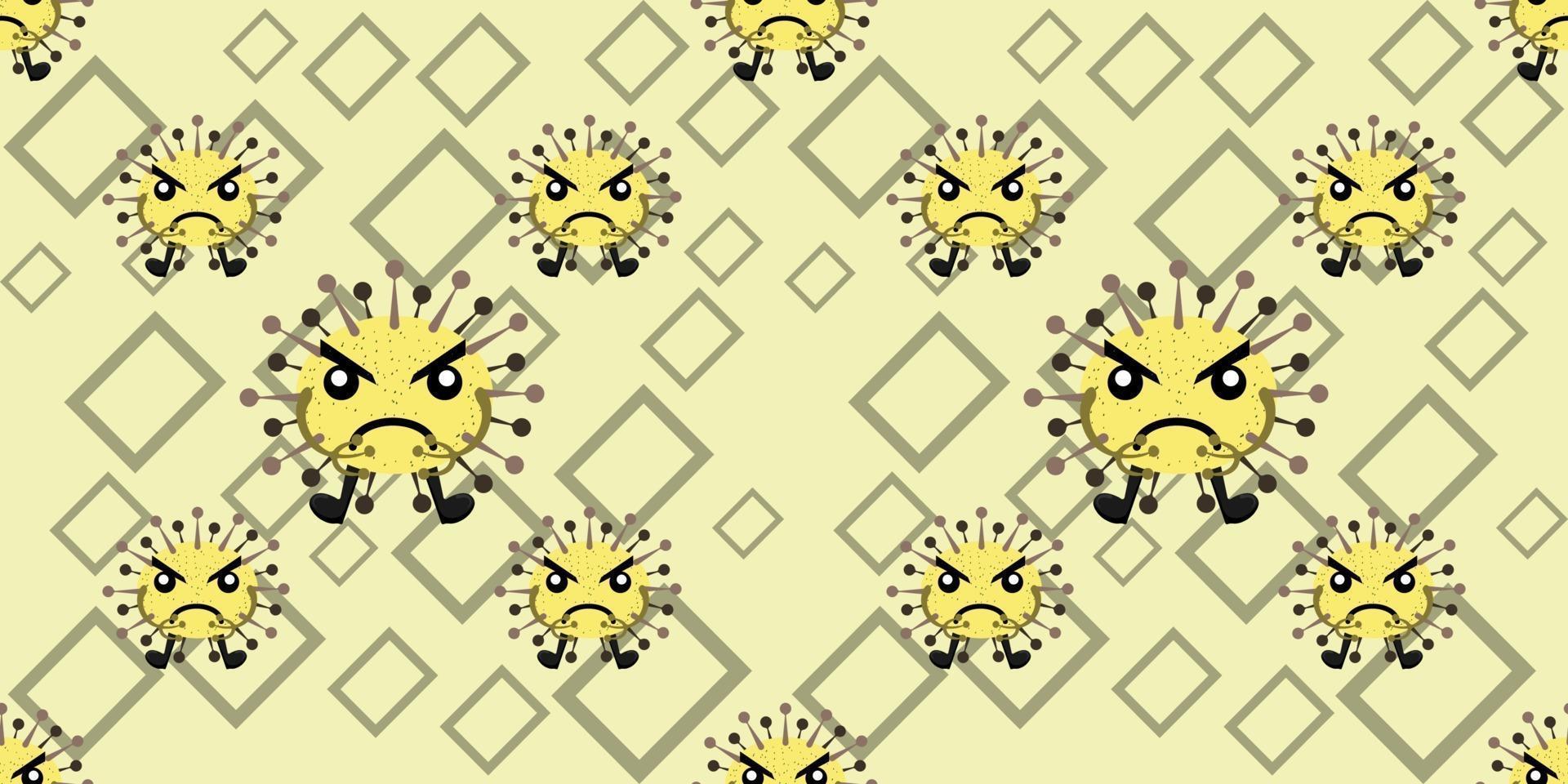 Seamless pattern of cartoon germs isolated on random rectangle pattern design. vector