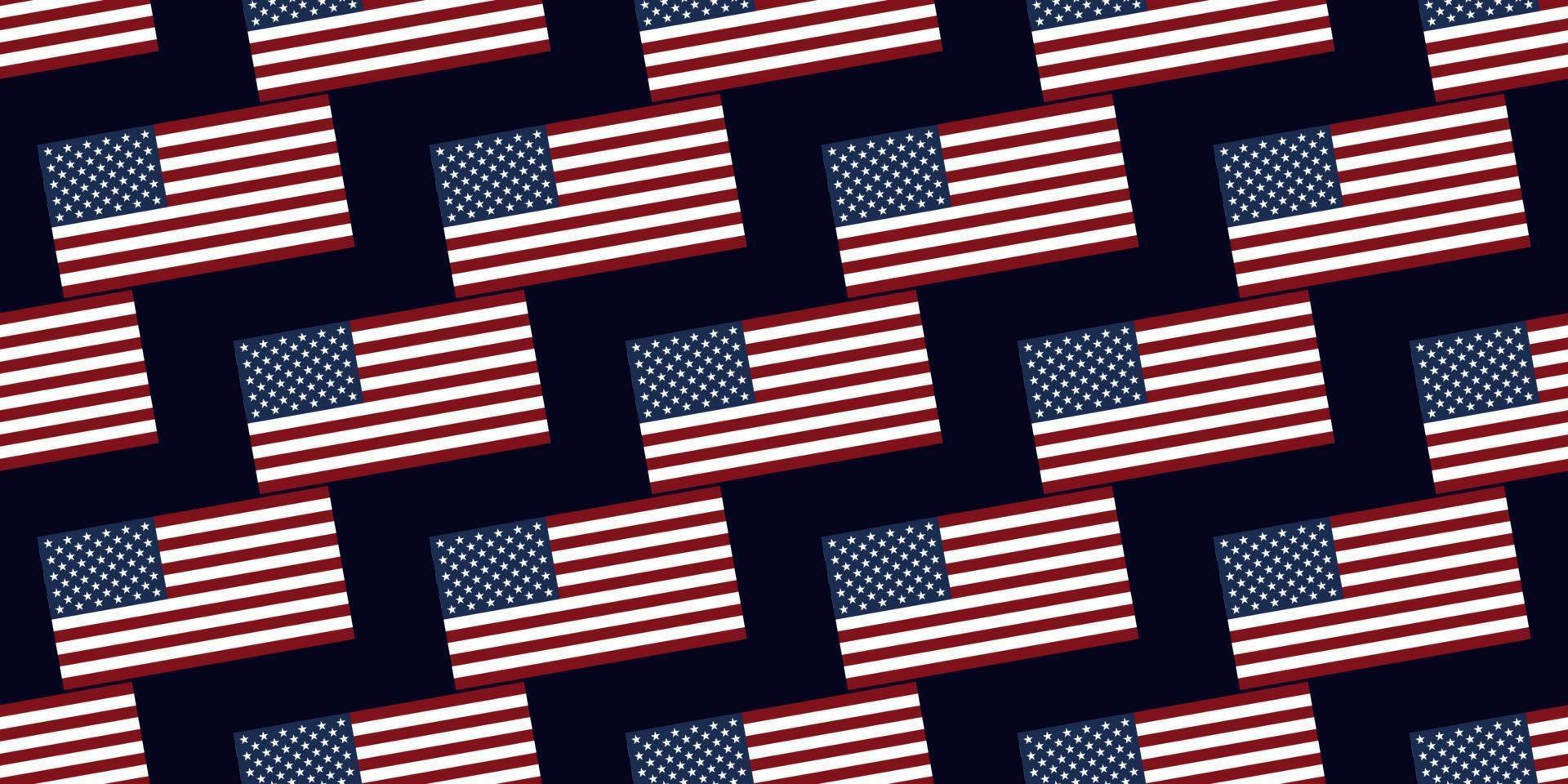 Seamless pattern of United States flag isolated on dark blue background. Suits for Decorative Paper, Packaging, Covers, Gift Wrap and House Interior Design. vector