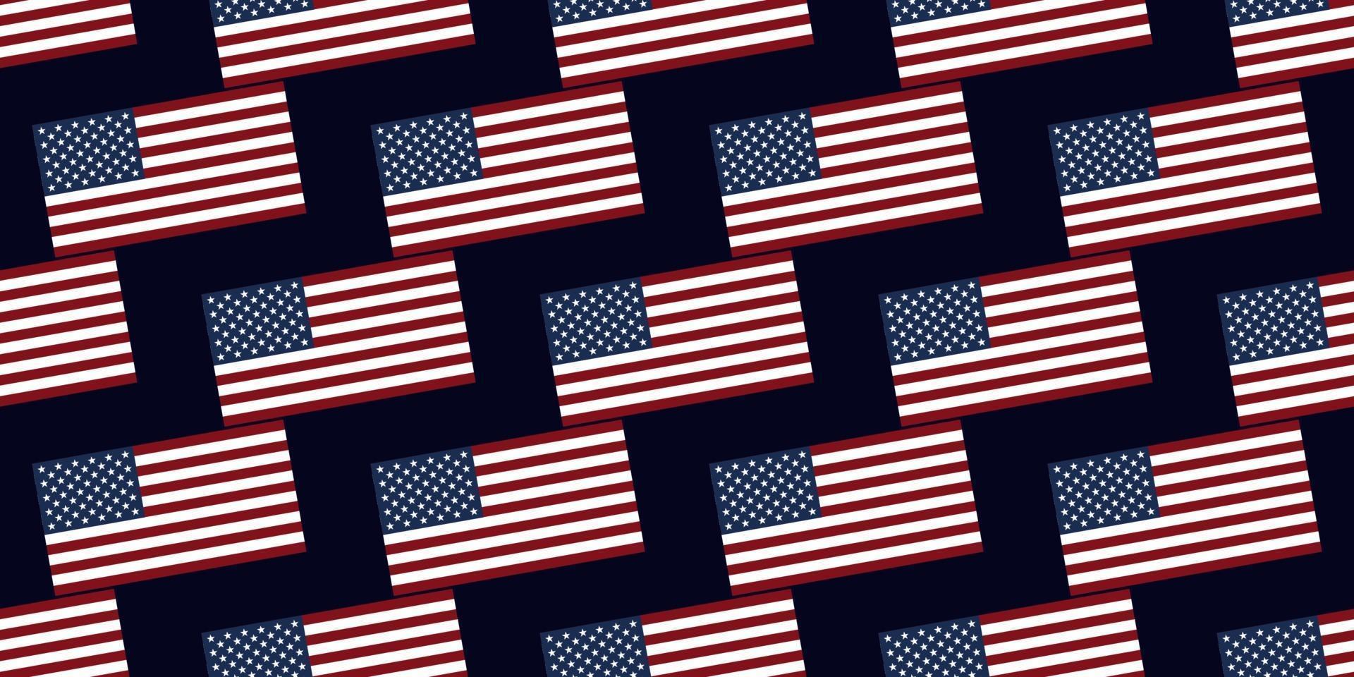 Seamless pattern of United States flag isolated on dark blue background. Suits for Decorative Paper, Packaging, Covers, Gift Wrap and House Interior Design. vector