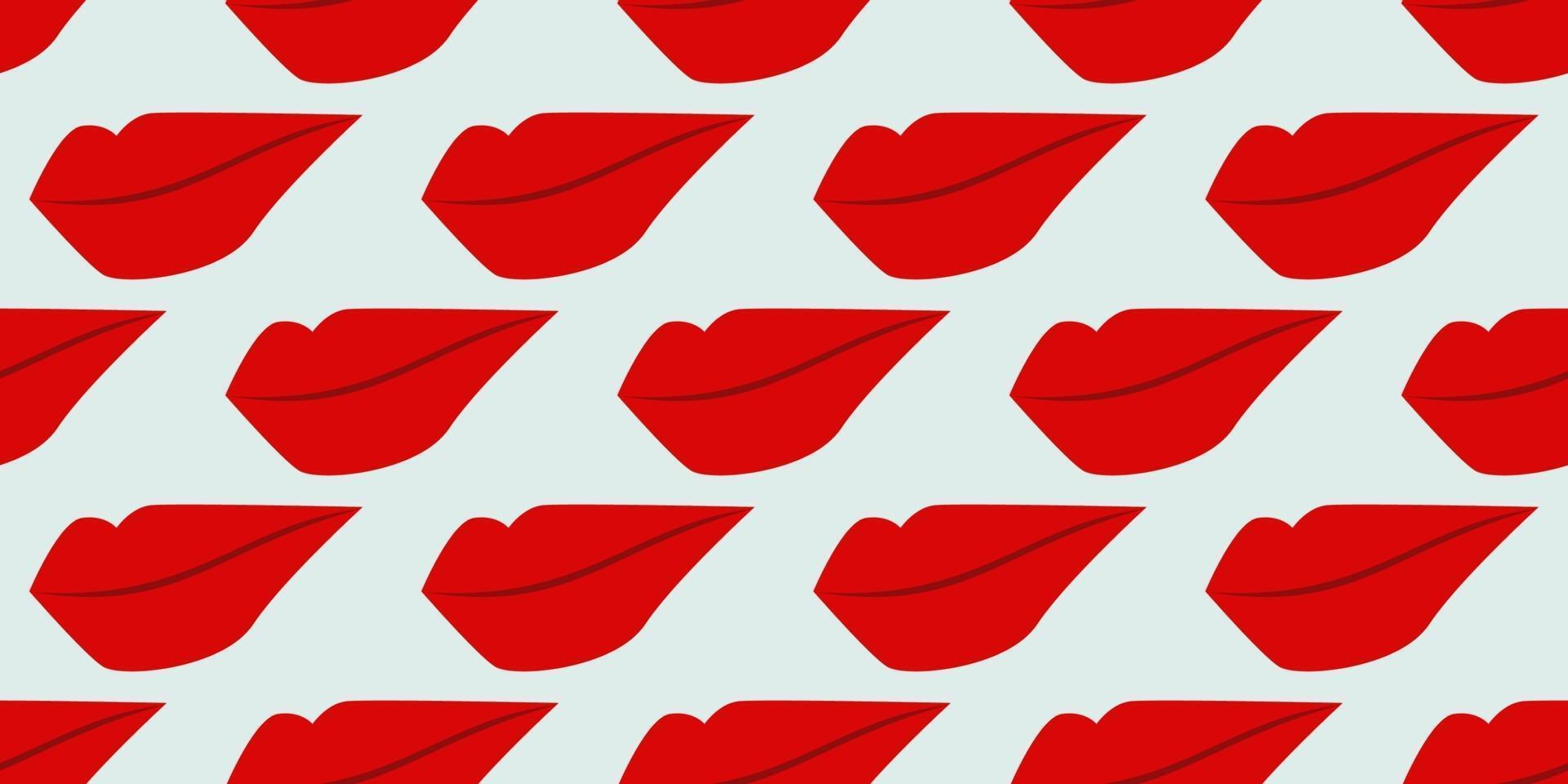 Seamless pattern of Red female lips isolated on light red background. Cosmetics Concept. Suits for Decorative Paper, Packaging, Covers, Gift Wrap and House Interior Design. vector