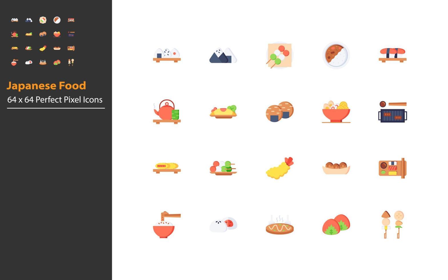 conjunto de icono de comida japonesa vector