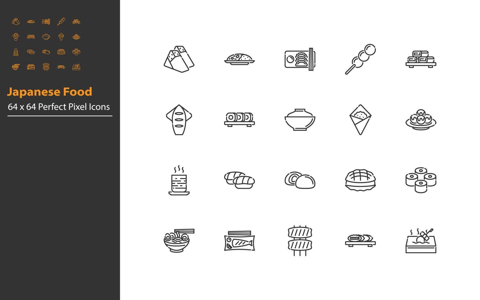 set of Japanese food icon vector
