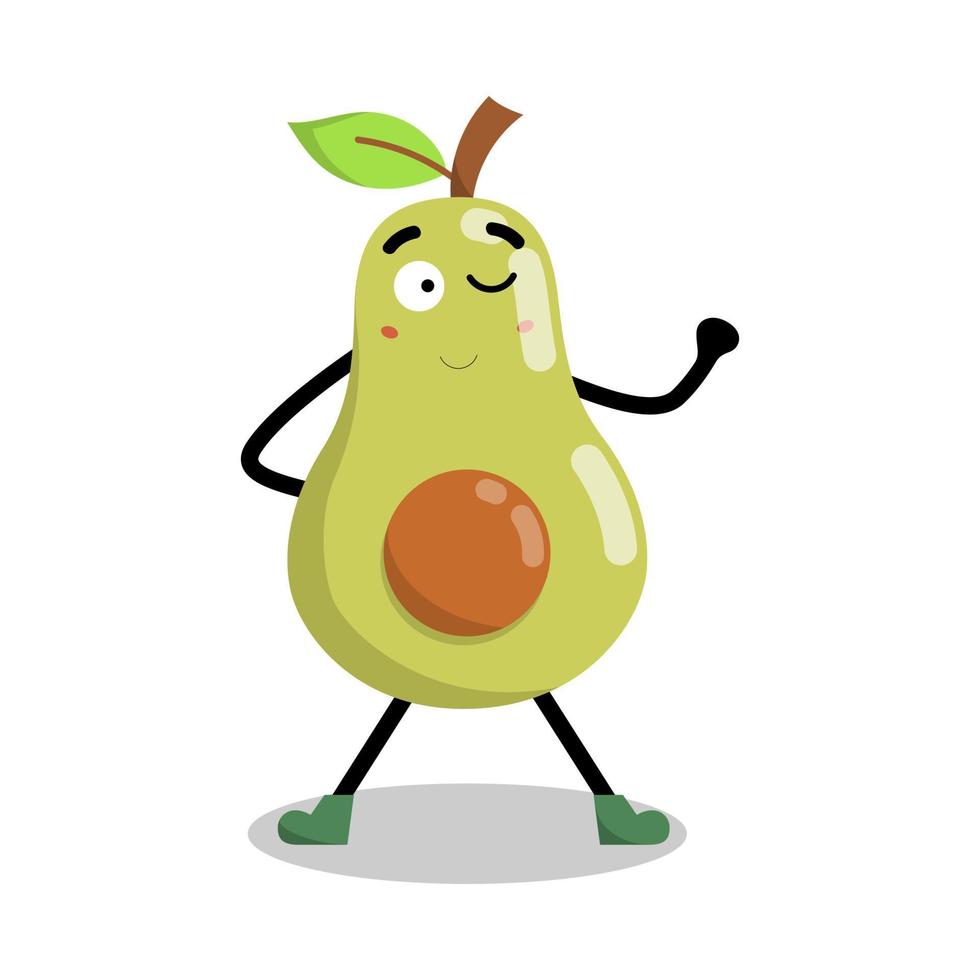 lindo personaje de aguacate está parpadeando ilustración vector