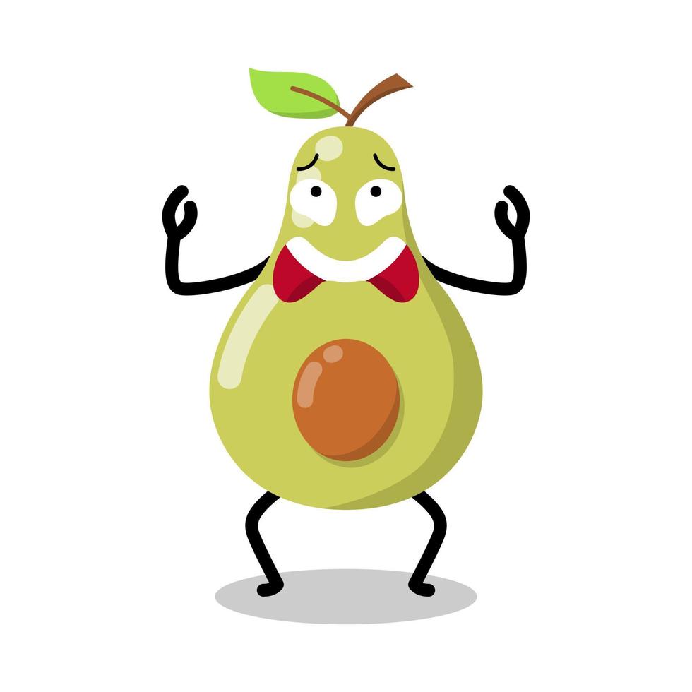 cute avocado character with scared expression illustration vector