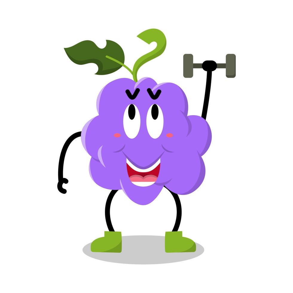 cute grape character raises barber illustration vector