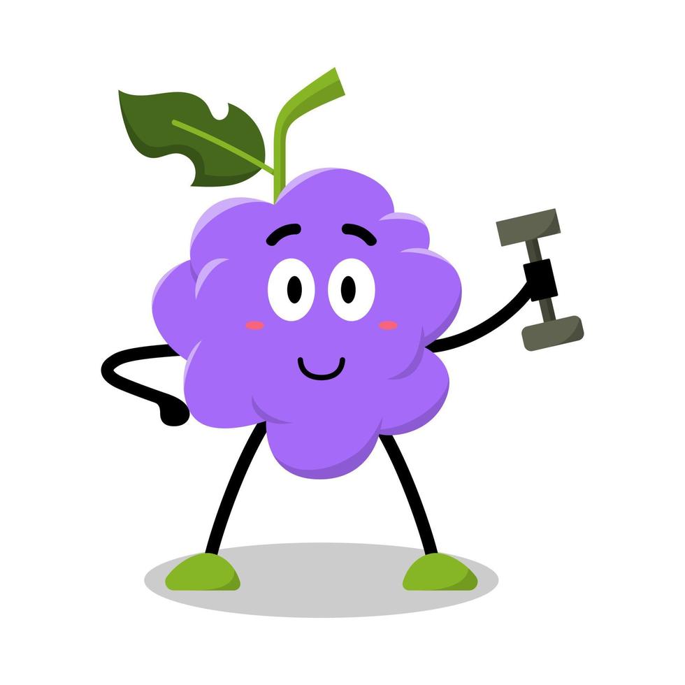 cute grape character raises barber illustration vector