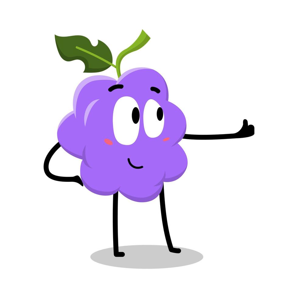 lindo personaje de uva que muestra los pulgares para arriba ilustración vector