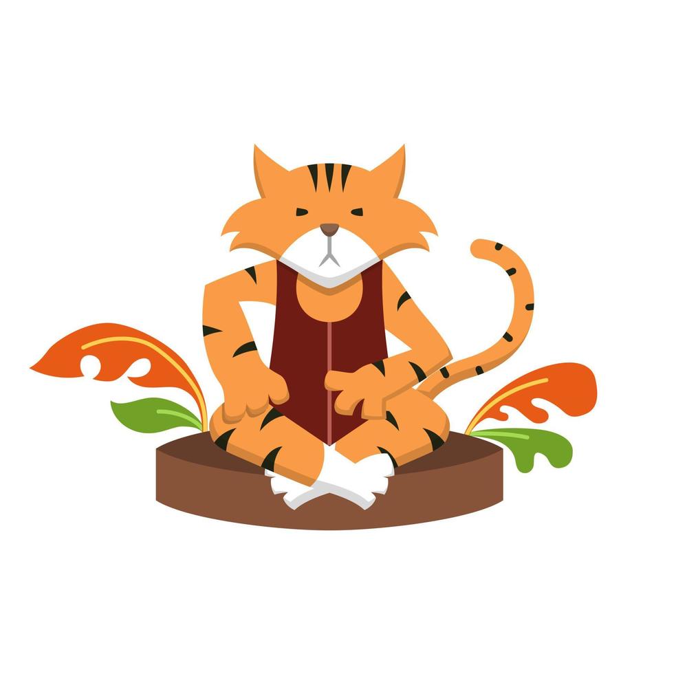 lindo personaje de tigre relajante ilustración vector