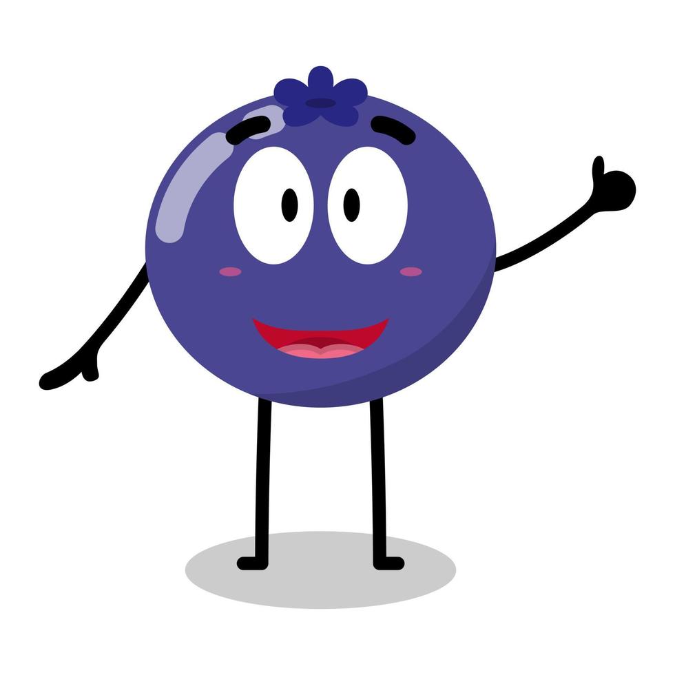 cute blueberry character with happy expression illustration vector