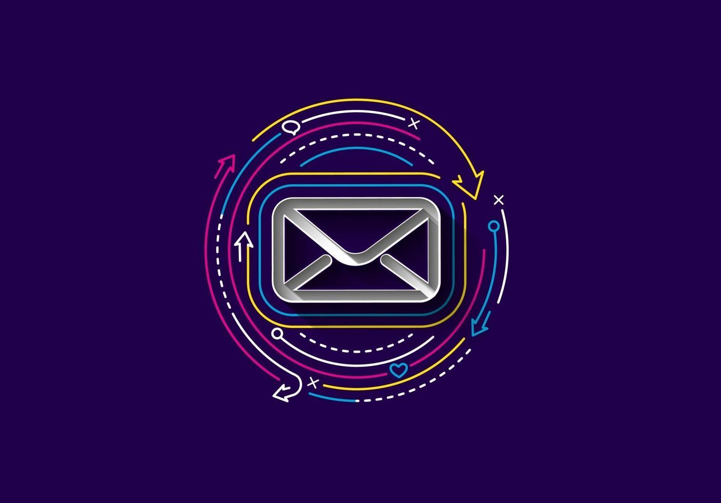 Abstract colorful line pattern design Email icon web design element. vector