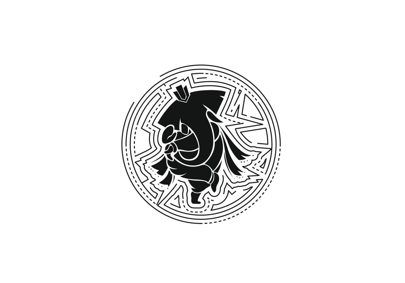 Hindu God Ganesha - elephant. Vector hand drawn illustration.
