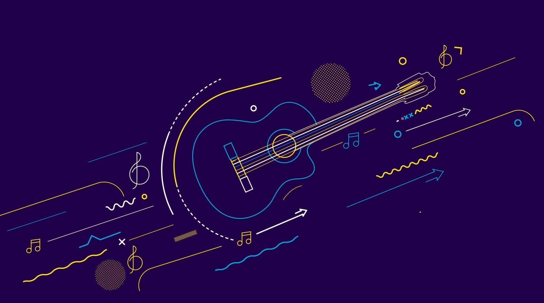 icono de guitarra eléctrica. Esquema de icono de vector de guitarra eléctrica - ilustración de vector de arte de línea colorida.