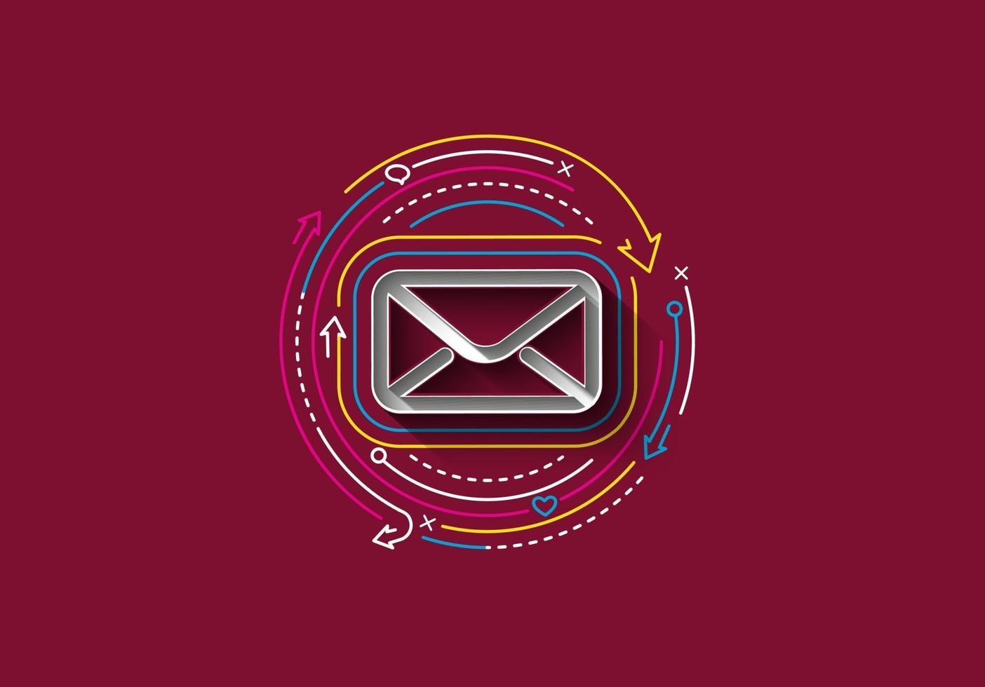 Abstract colorful line pattern design Email icon web design element. vector