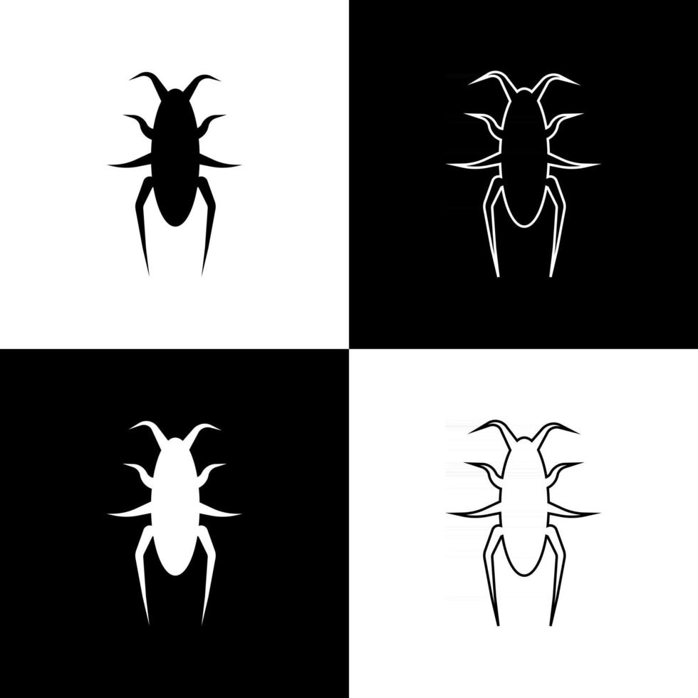 Vintage character black beetle on white background. Retro, graphic, logo design. Isolated vector illustration.