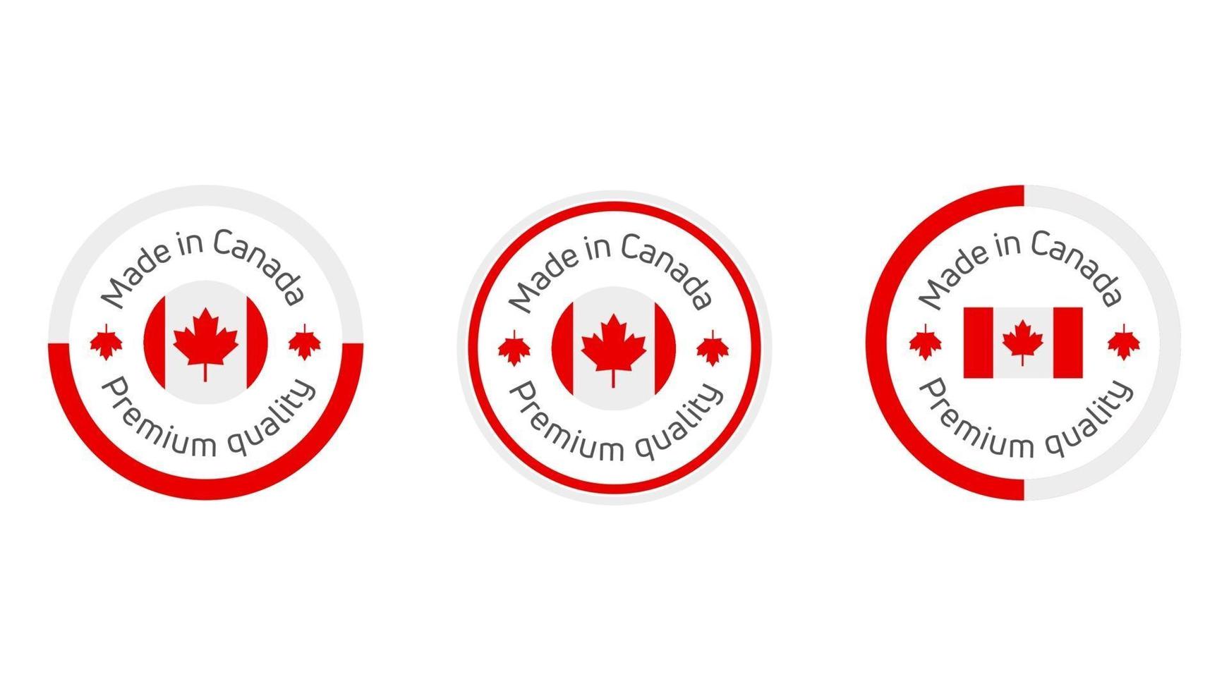 hecho en etiqueta de canadá. sello de calidad de canadá. icono de vector de etiquetas, insignias, pegatinas, emblema, producto.