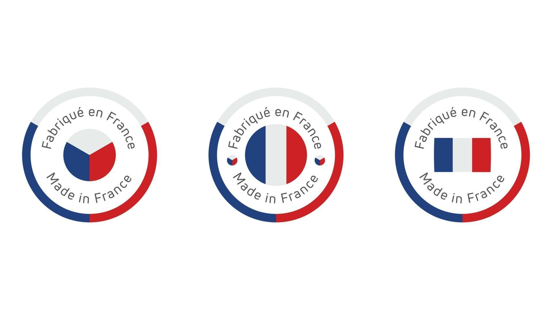 Made in France labels. Fabrique en France quality stamp. Quality mark