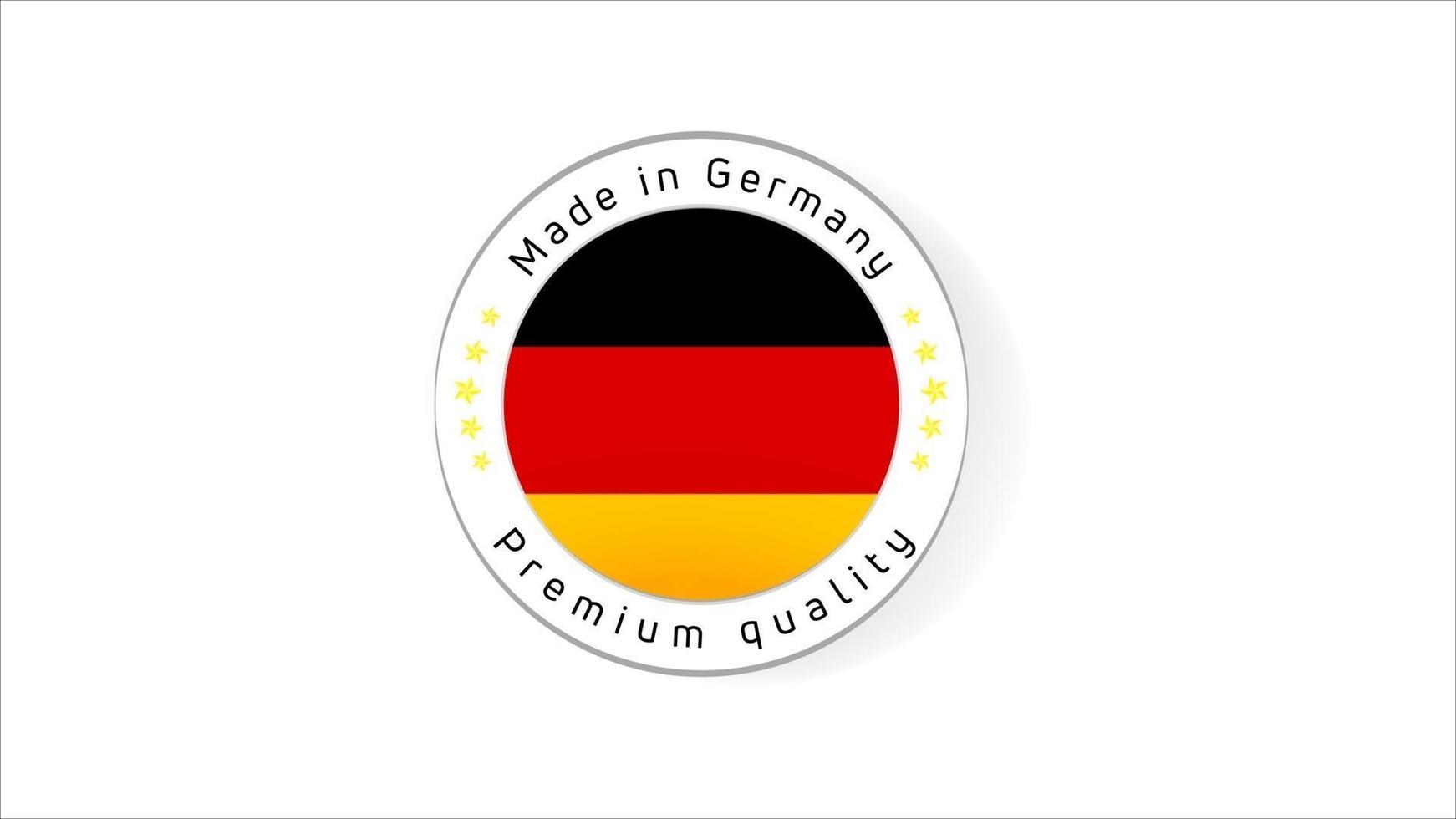 Hecho en etiqueta de Alemania. emblema de producto de Alemania. icono de marca de calidad vectorial para etiquetas, insignias, pegatinas. vector