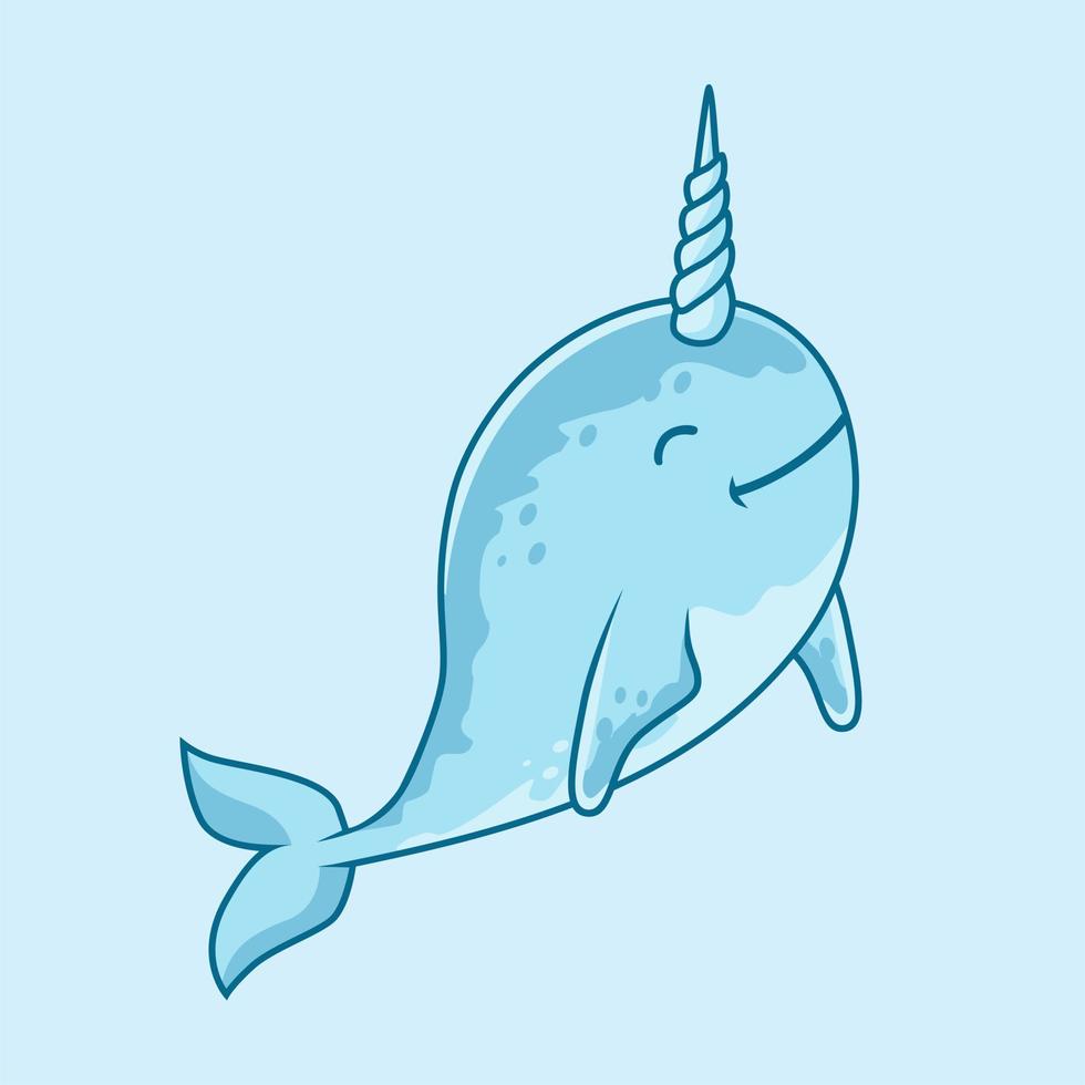 Narwhal Cartoon Cute Ocean Animals Illustration vector