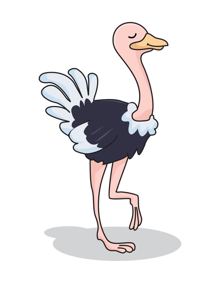 ilustración de animales lindos de dibujos animados de avestruz vector