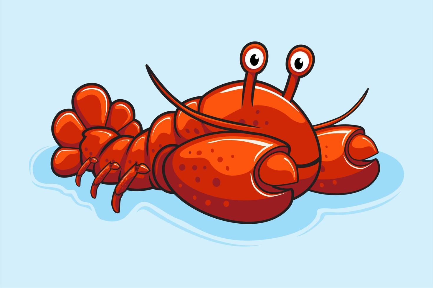 Lobster Cartoon Cute Crayfish Illustration vector