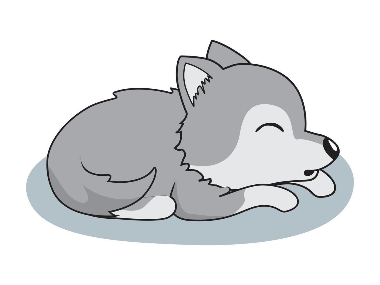 Lazy Wolf Cartoon Sleeping Animal vector