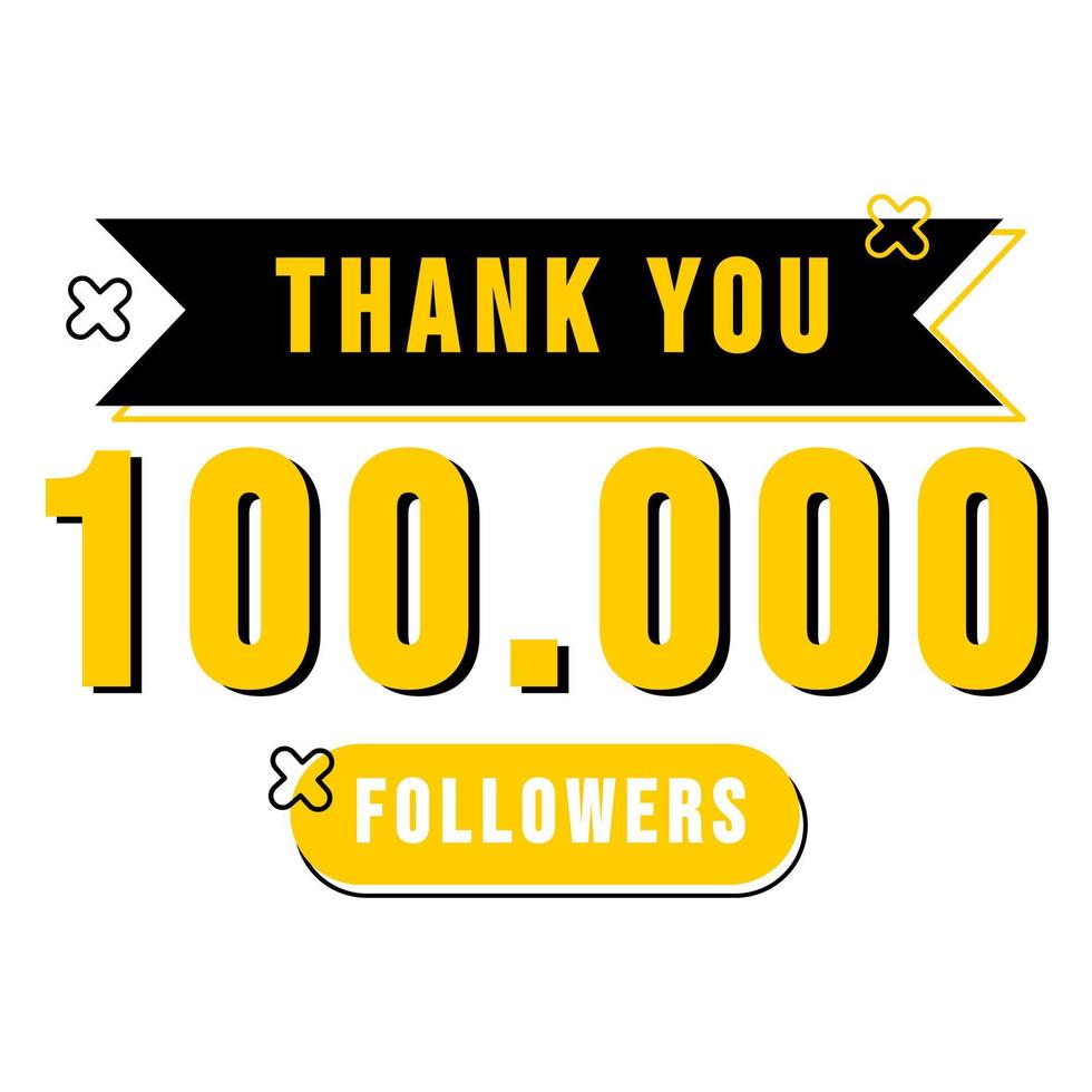 Thank you 100K social media followers template vector