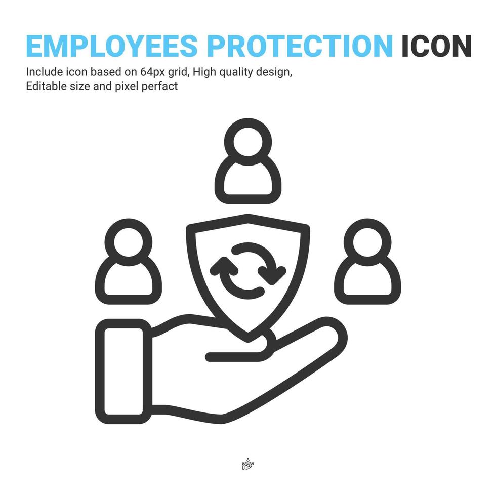 An inclusive workplace icon with filled outline style isolated on white background. Vector simple element illustration employees protection sign symbol icon concept for business. Editable color