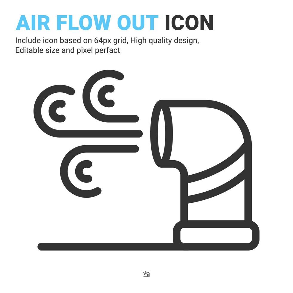 air flow out icon vector with outline style isolated on white background. Vector illustration air flow sign symbol icon concept for digital IT, smart home, industry, web, apps, technology and project