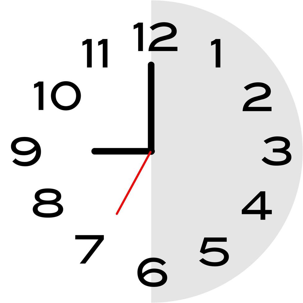 9 o'clock analog clock icon vector