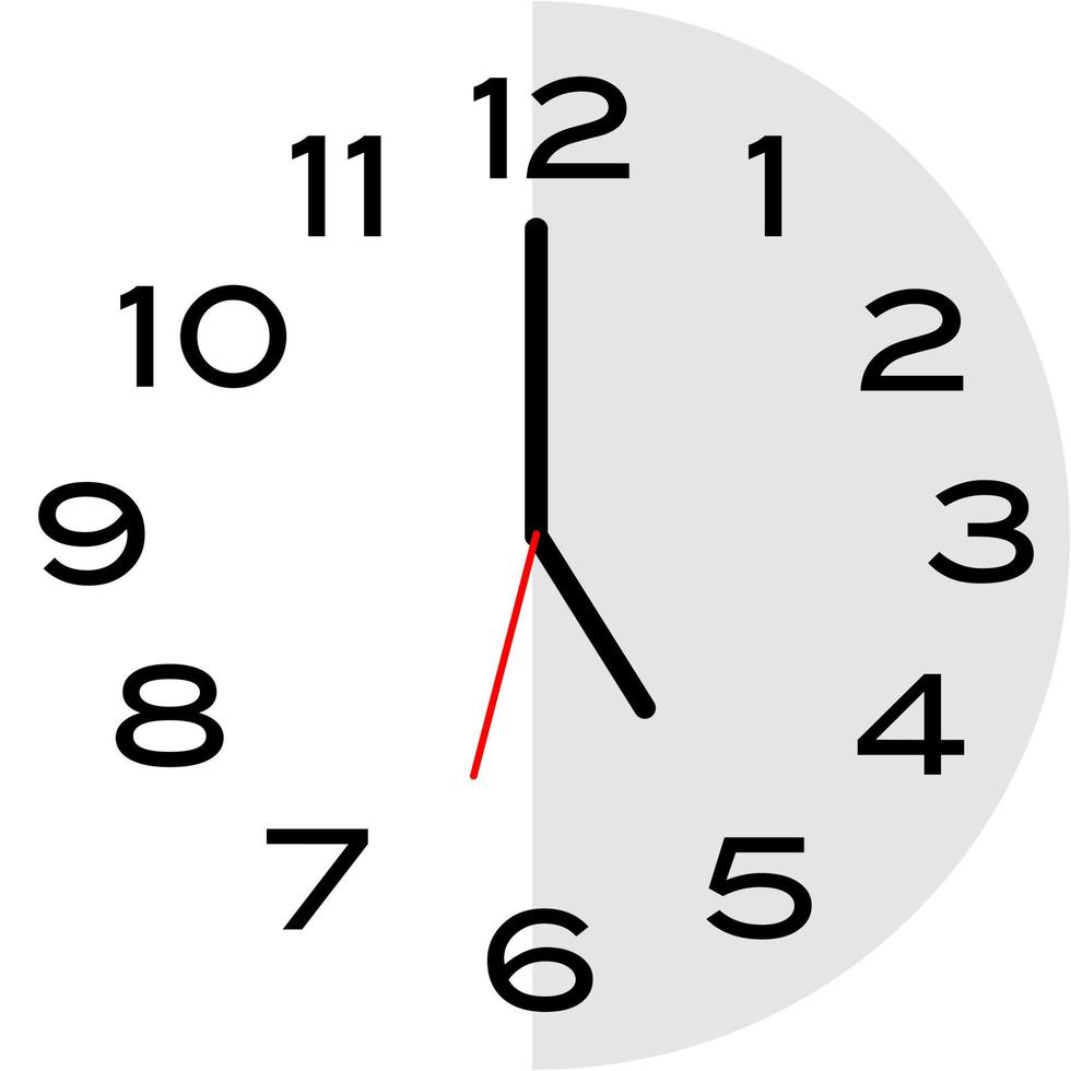 5 o'clock analog clock icon vector