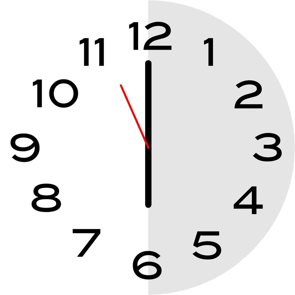 6 o'clock analog clock icon vector