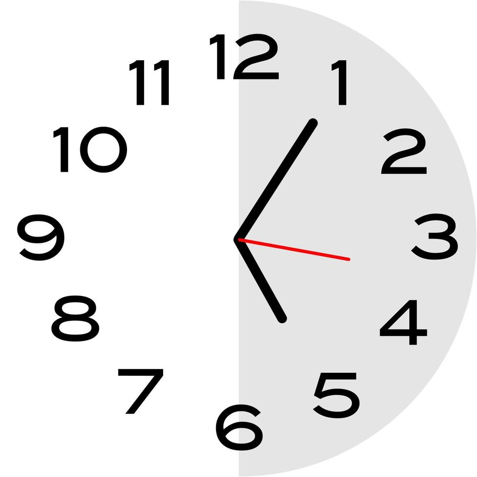 5 minutes past 5 o'clock analog clock icon vector