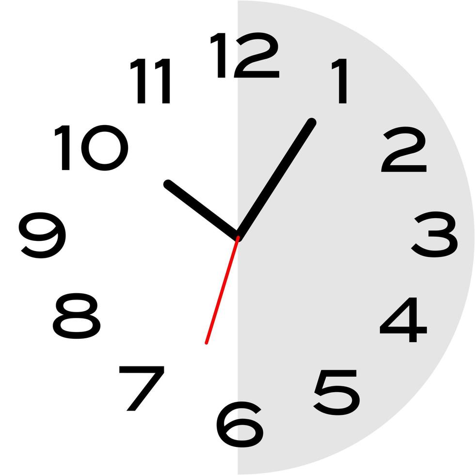 5 minutes past 10 o'clock analog clock icon vector
