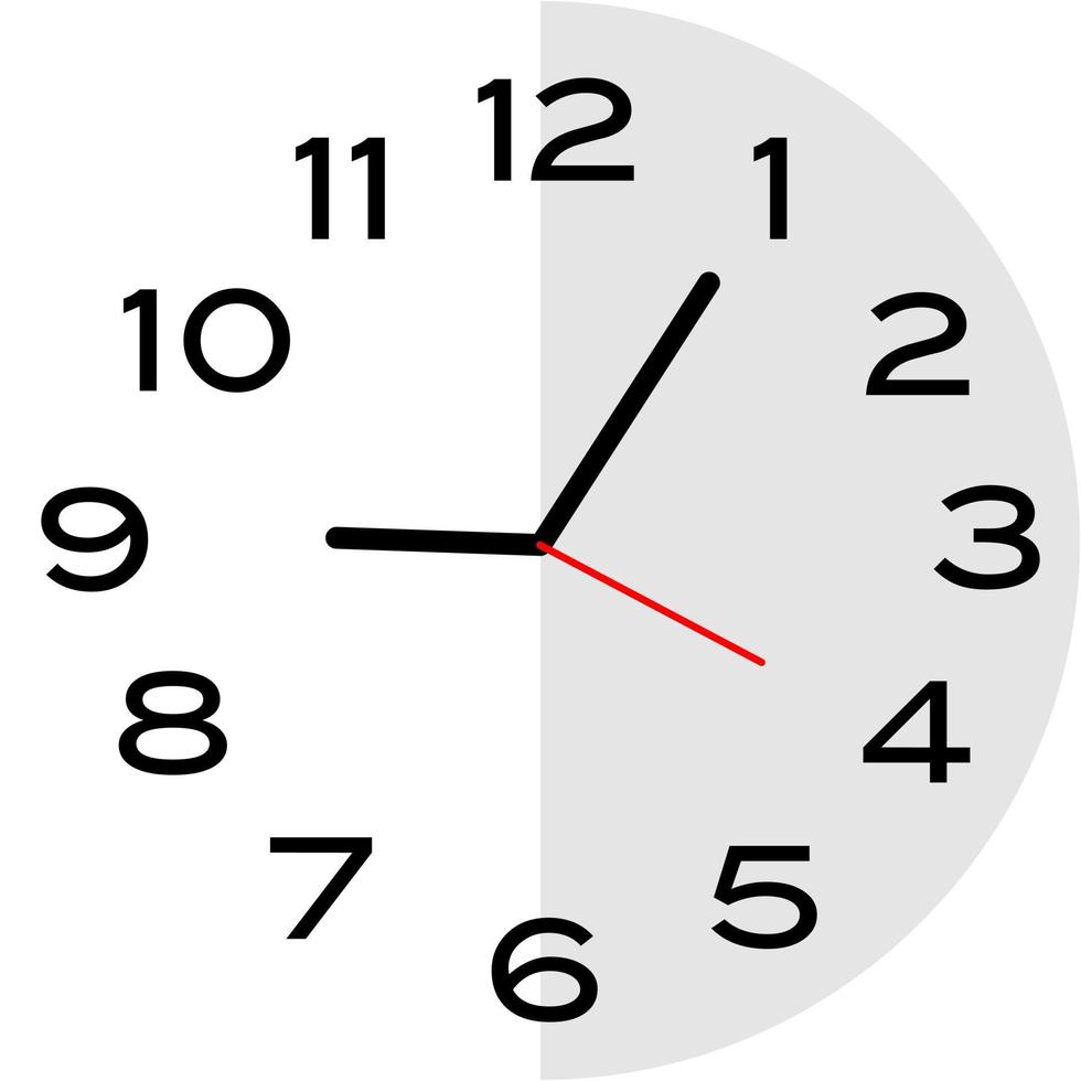 5 minutes past 9 o'clock analog clock icon vector