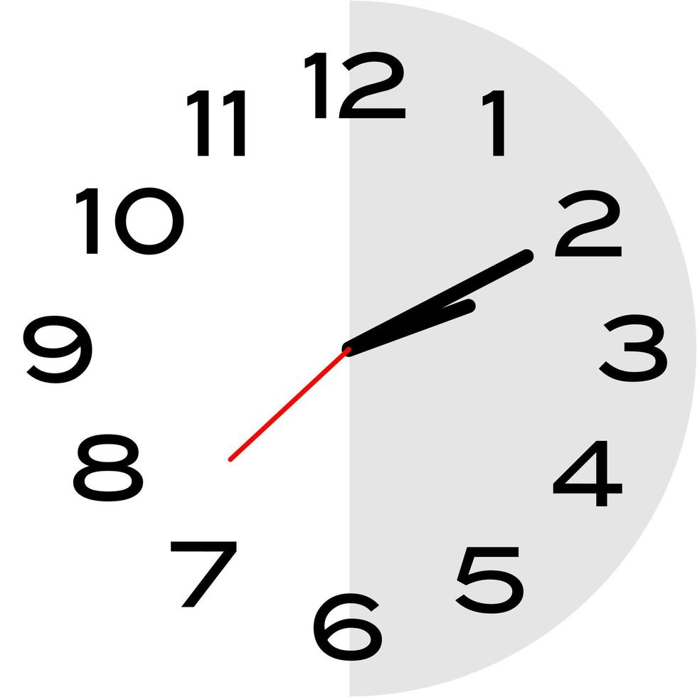 10 minutes past 2 o'clock analog clock icon vector