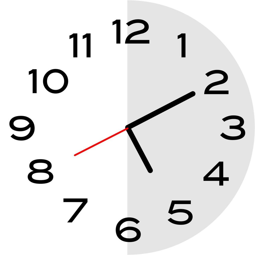 10 minutes past 5 o'clock analog clock icon vector
