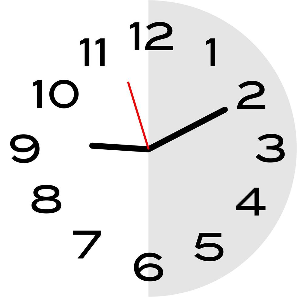 10 minutes past 9 o'clock analog clock icon vector