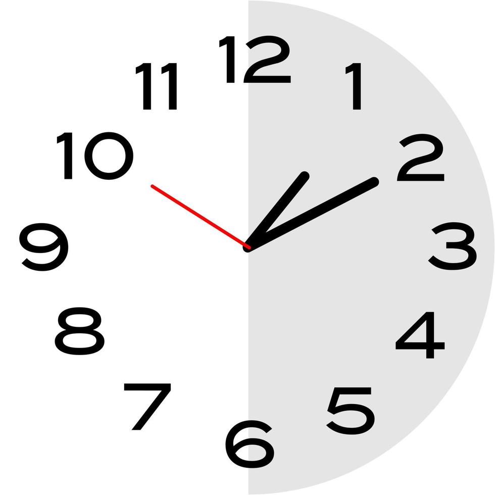 10 minutes past 1 o'clock analog clock icon vector
