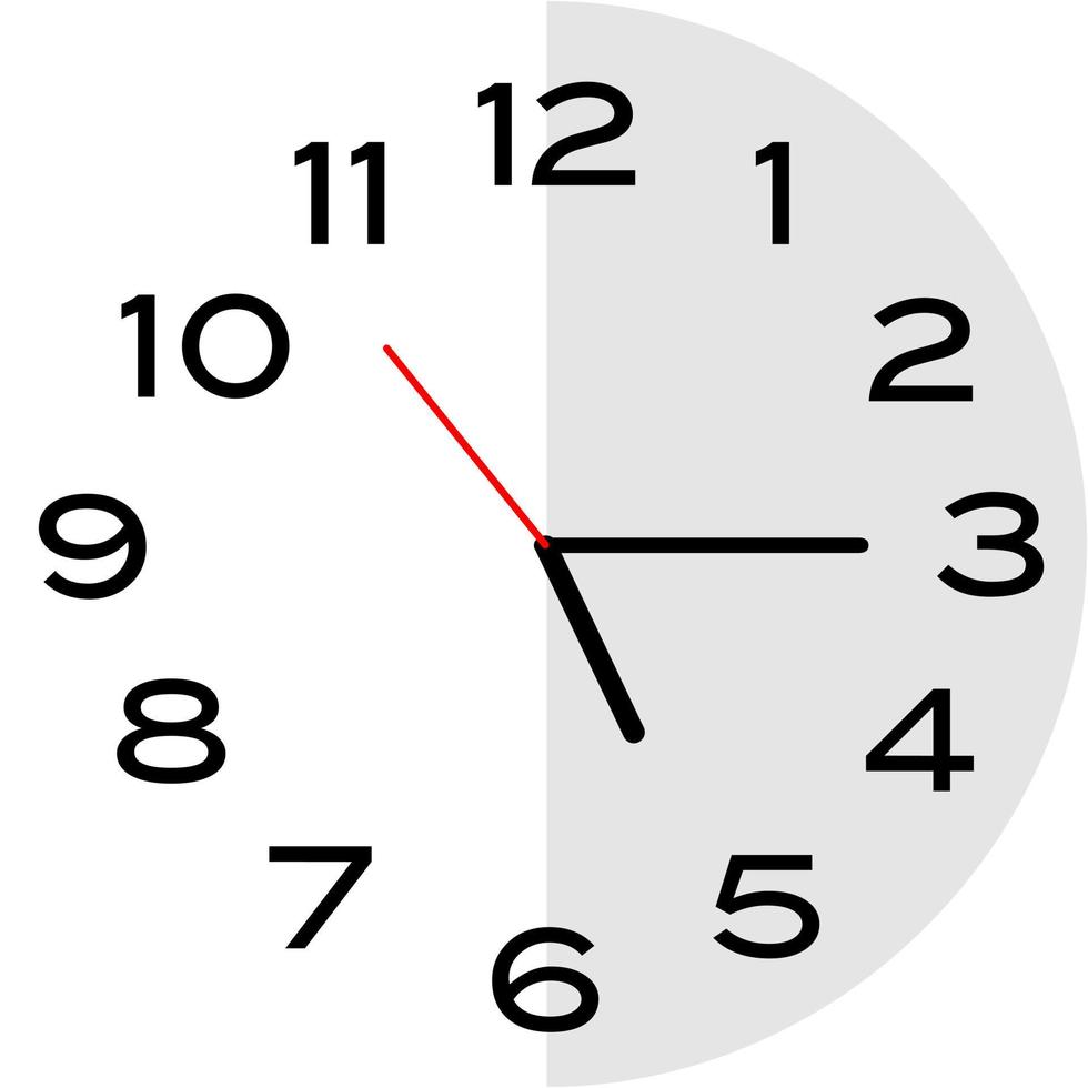 icono de reloj analógico de las 5 y cuarto en punto vector