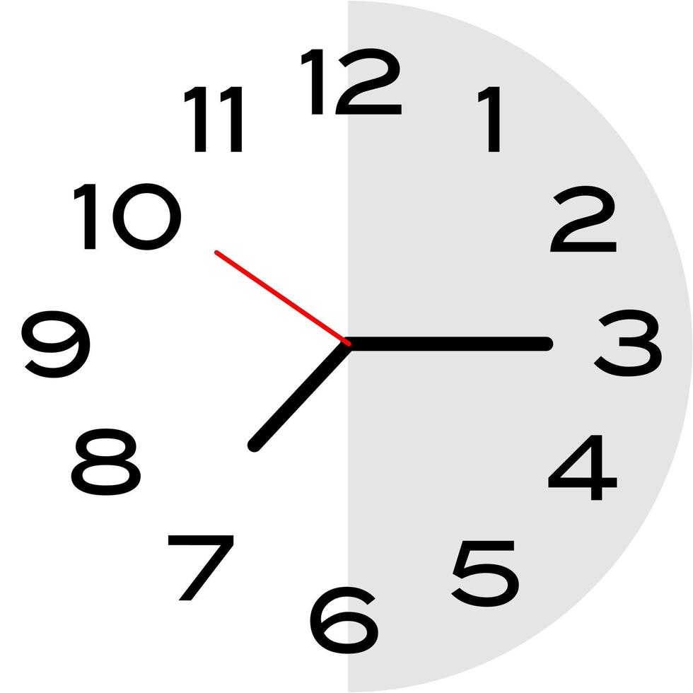 icono de reloj analógico de las 7 y cuarto en punto vector