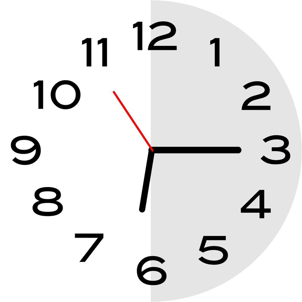 icono de reloj analógico de las 6 y cuarto en punto vector