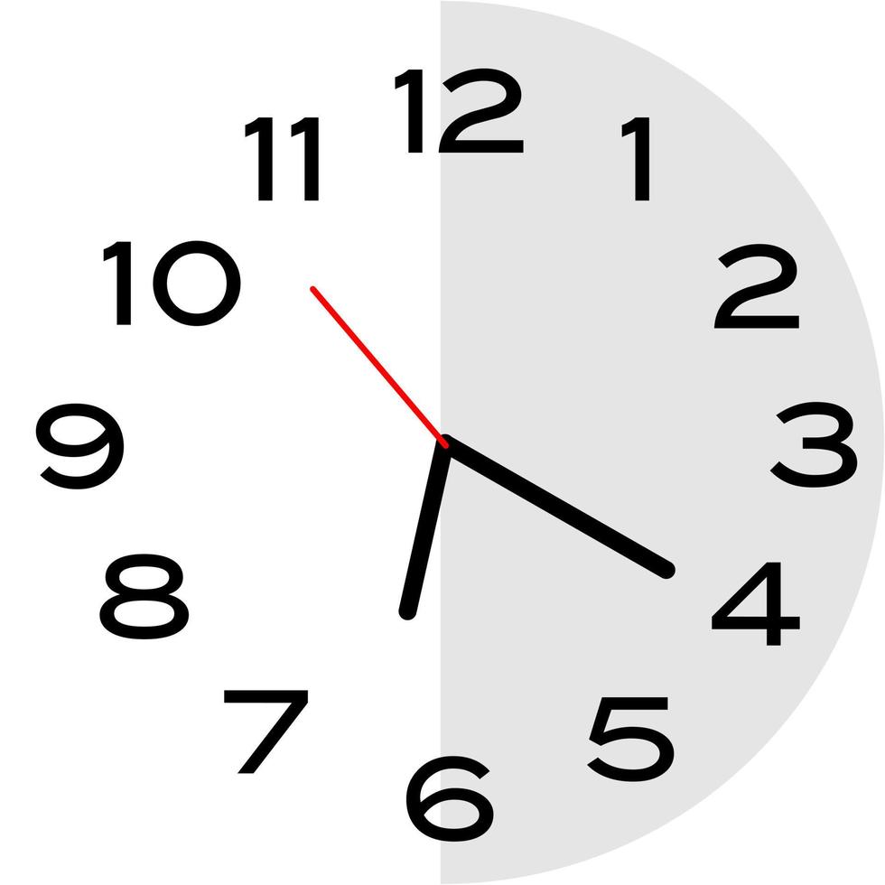 20 minutes past 6 o'clock analog clock icon vector