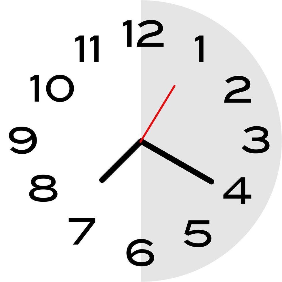20 minutes past 7 o'clock analog clock icon vector