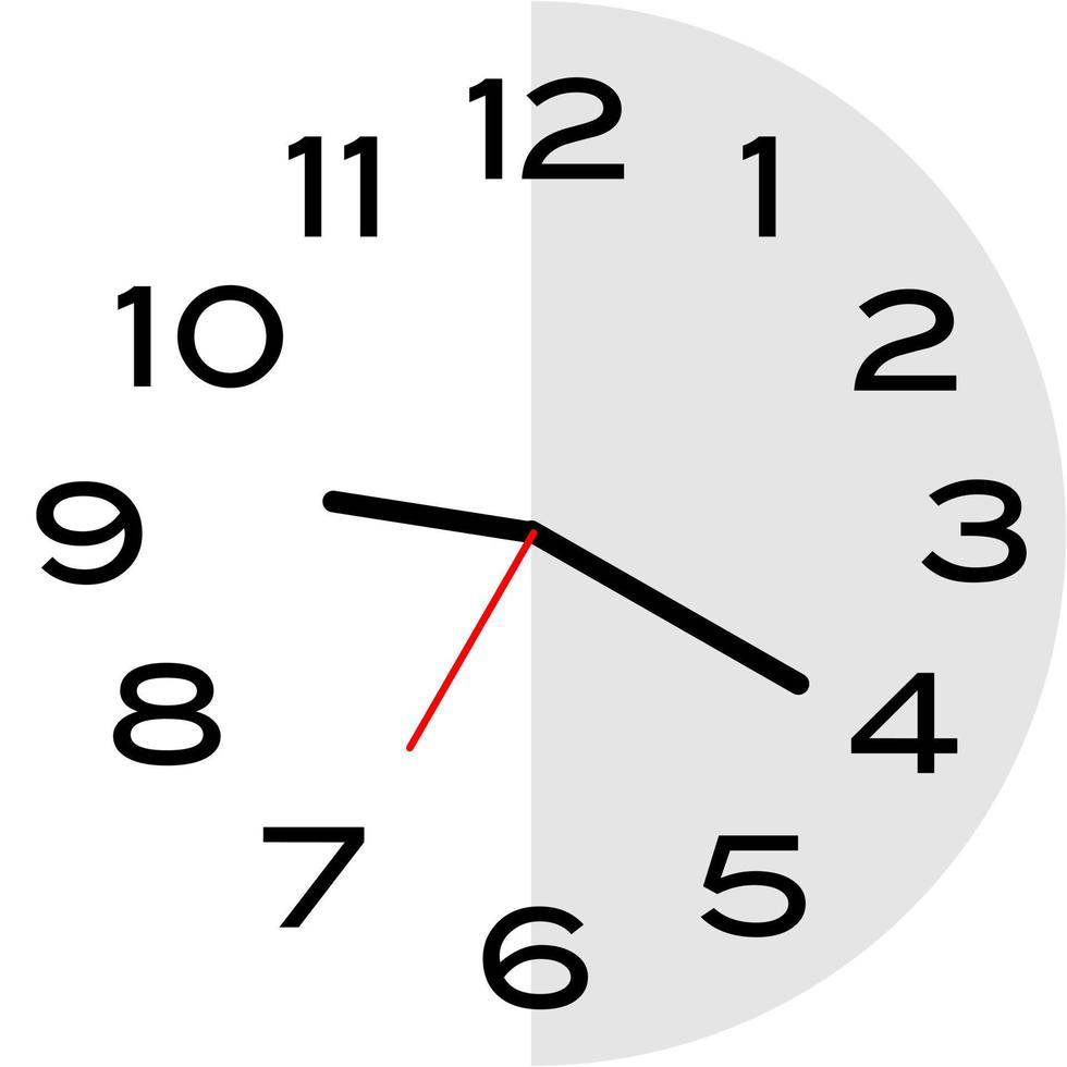 20 minutes past 9 o'clock analog clock icon vector