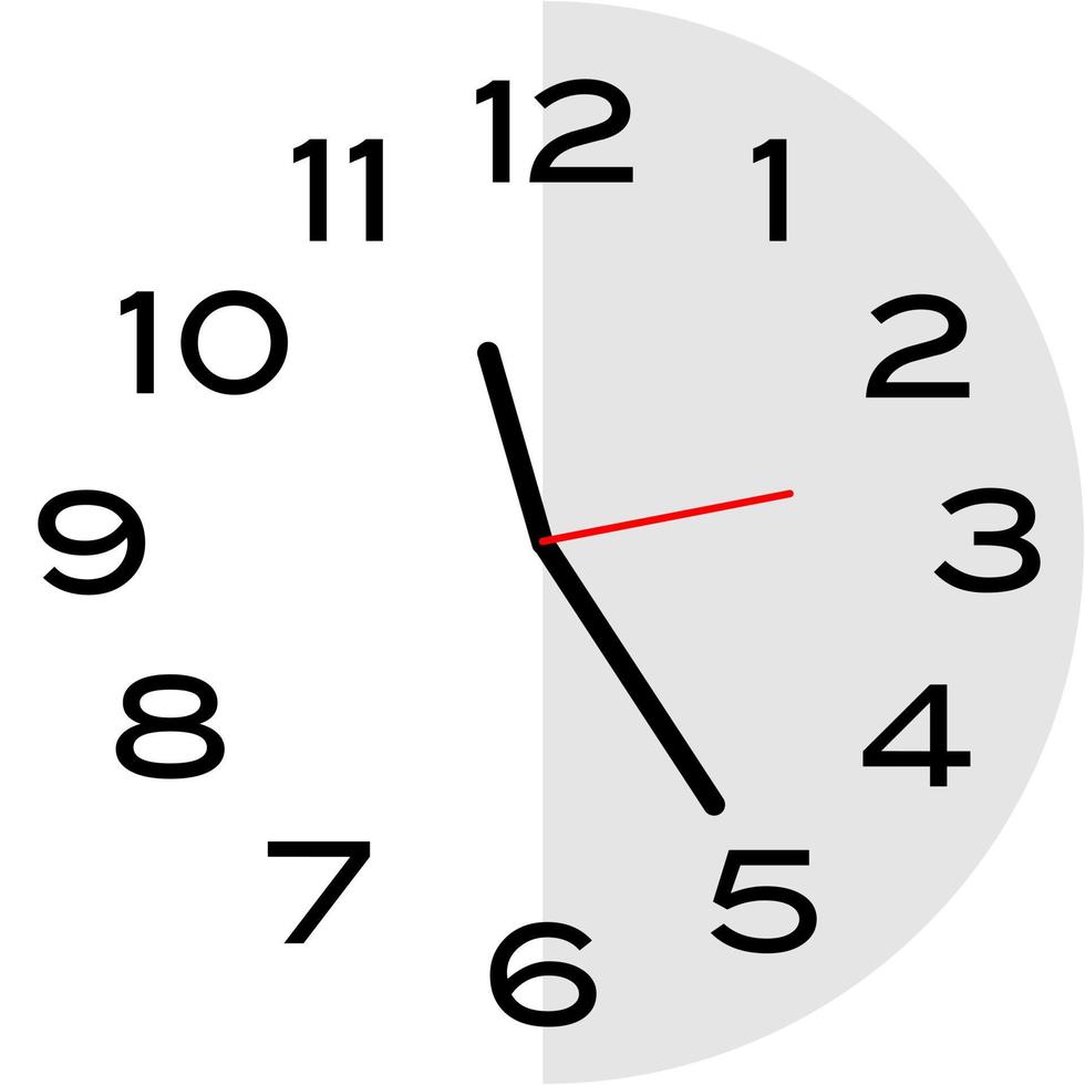 25 minutos después de las 11 en punto icono de reloj analógico vector