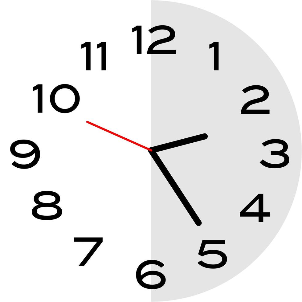 25 minutos después de las 2 en punto icono de reloj analógico vector