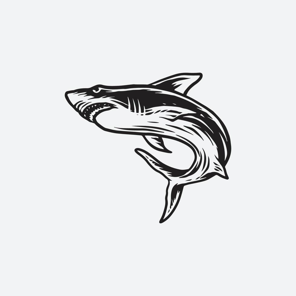 Black shark illustration vector